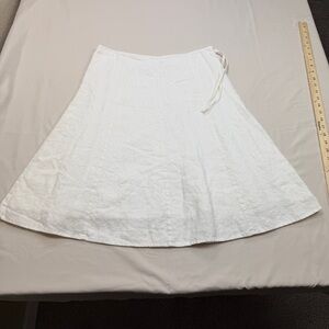 Isaac Mizrahi White A-Line Linen Skirt